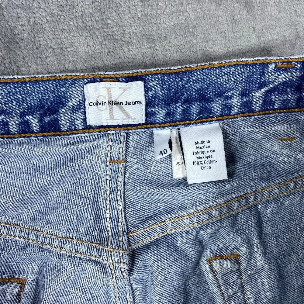 Vintage Calvin Klein Denim Shorts Mens 40 Blue Double Stone Wash Workwear Jeans